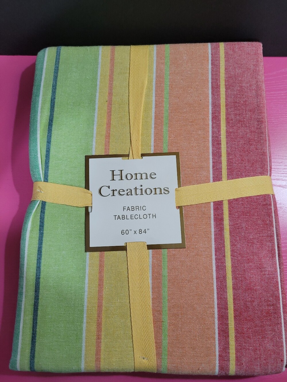 Home Creations Cabana Striped 100% Cotton Fabric Tablecloth 60" X 84" (1784)